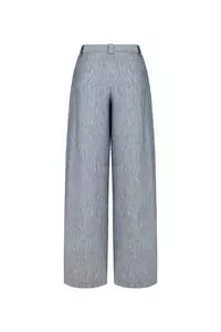 Candice Blue Linen-Blend Striped Pants